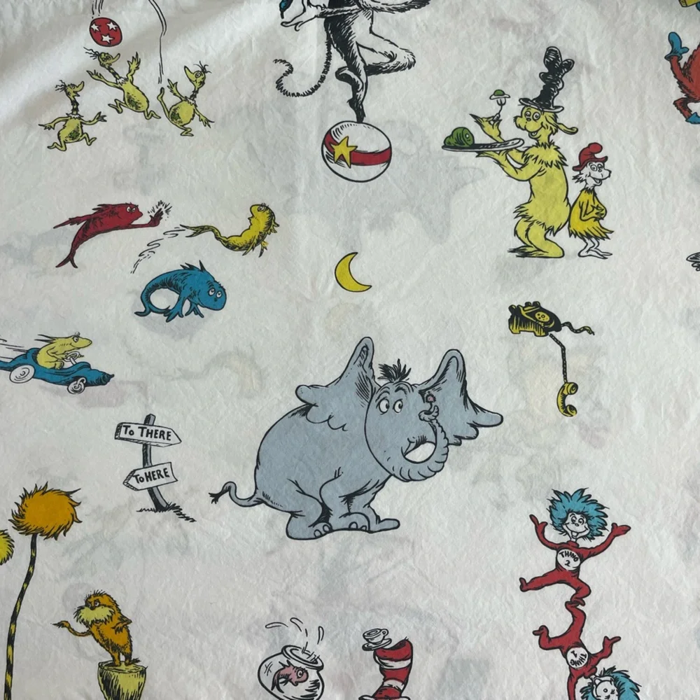 PB Kids Dr. Seuss Twin Flat Sheet 100% Organic Cotton